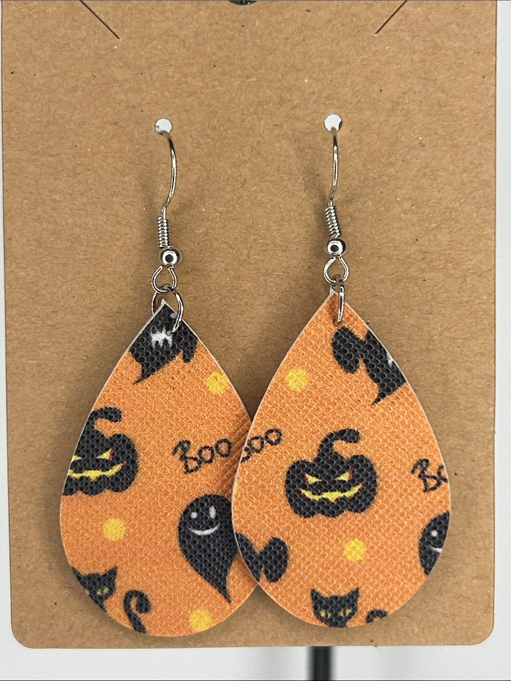 Mini Faux Leather Teardrop Earrings Halloween Fashion Jewelry